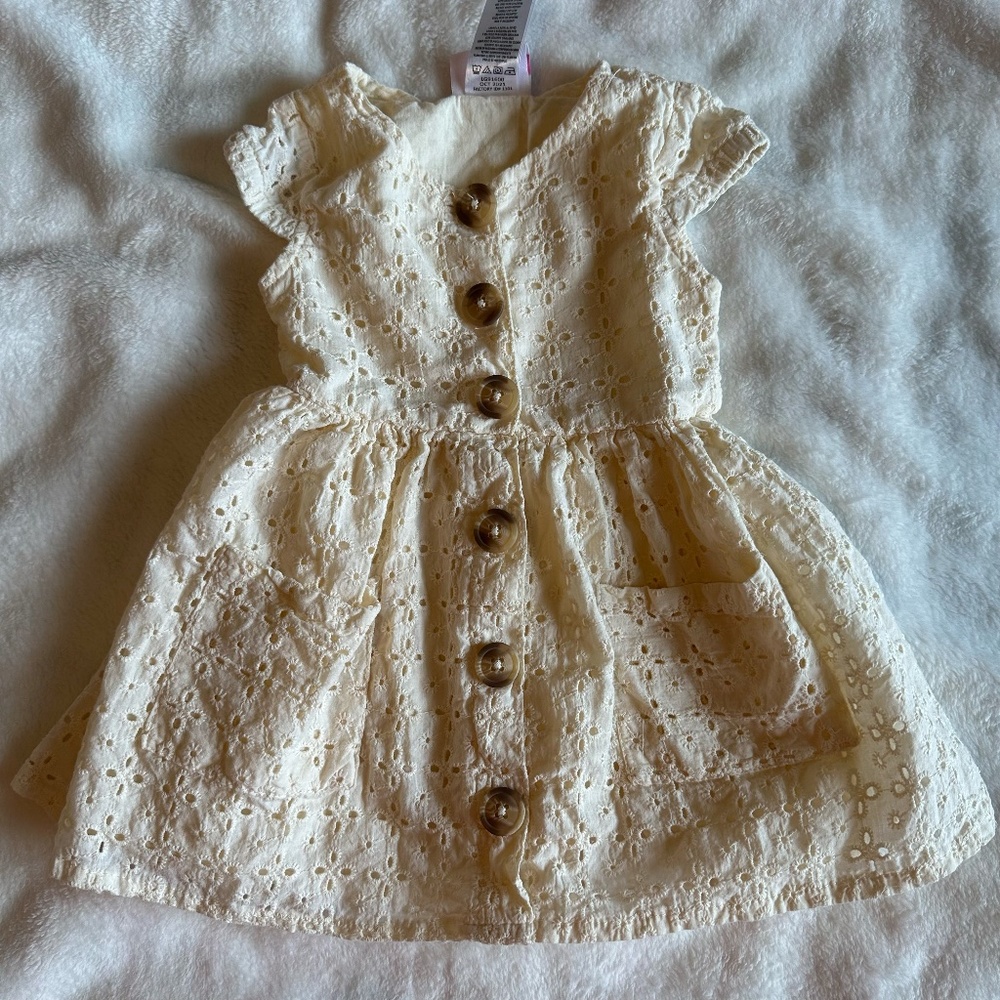 Little Lass Dress Sz 12mos Cream Color